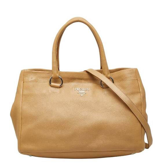 Prada Handbags - PRADA Cream Leather Shoulder Bag